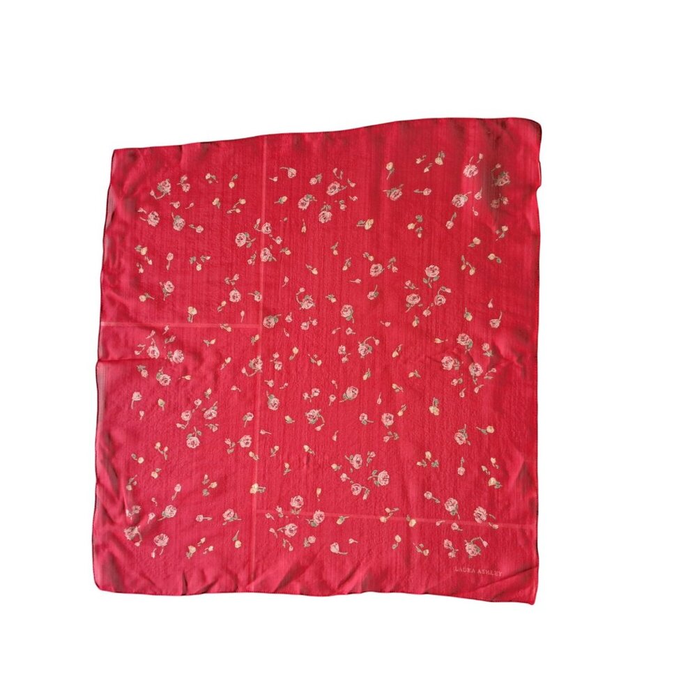 Laura Ashley Red Silk Scarf Floral Pattern 20" NEW with Tags Feminine Italy